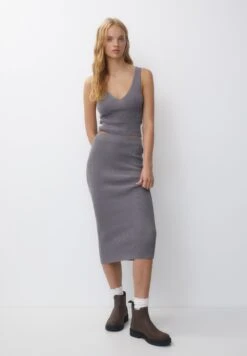 PULL & BEAR Midi- Gonna A Tubino - Dark Grey 9 PULL & BEAR Midi- Gonna A Tubino - Dark Grey -Pull & Bear 5776ddd43ac449b797bac16b902bcf04