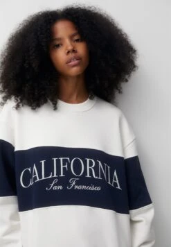 PULL & BEAR California Colour Block Embroidered FelpaWhite Donna Felpe PUC21J118-A11 -Pull & Bear 58bdb707748e494198c1bc7b9e41df6f