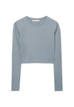 PULL & BEAR CroppedMaglietta A Manica LungaBlue Grey Donna T-shirt E Top PUC21D2KA-K11 -Pull & Bear 591e19c6f26742299f97cbd69599ca6c