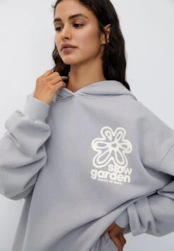 PULL & BEAR Flower- Felpa Con Cappuccio - Grey -Pull & Bear 5a22af41e2434e32acfd7cda060f7ffb
