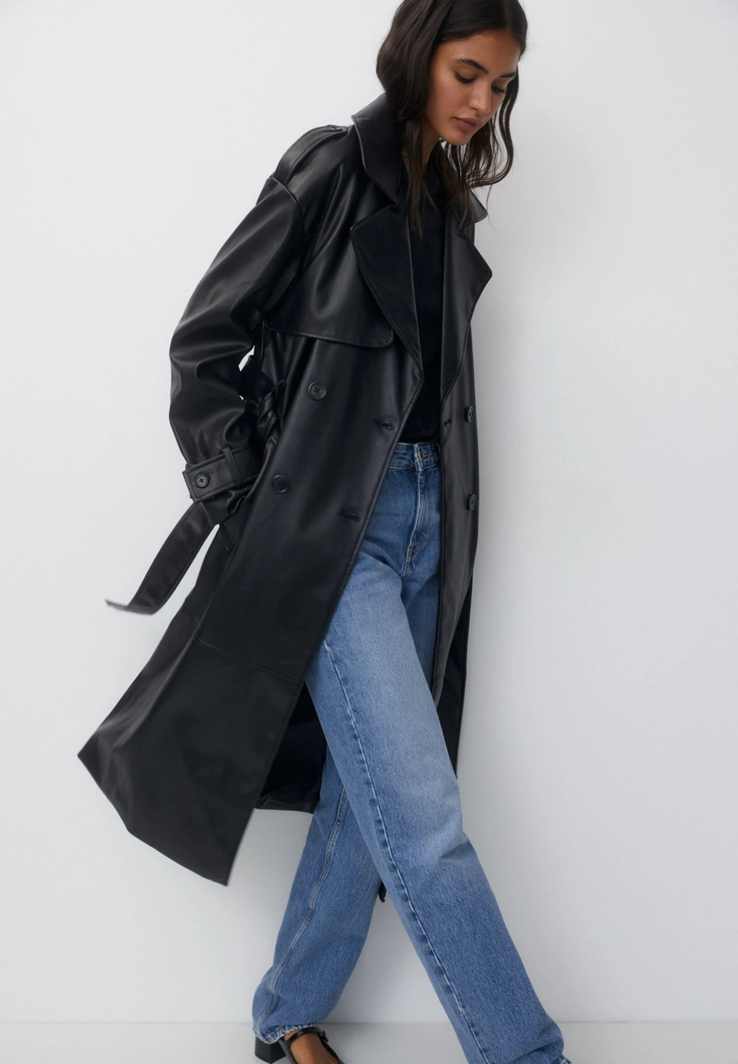 PULL & BEAR TrenchMottled Black Donna Cappotti PUC21U0ED-Q11 5 PULL & BEAR TrenchMottled Black Donna Cappotti PUC21U0ED-Q11 - immagine 3