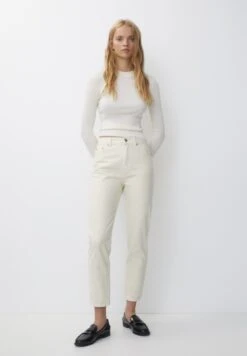 PULL & BEAR Mom - Jeans Tapered Fit - Mottled Beige -Pull & Bear 61525c27101f400fa2e4d0a824ba3159