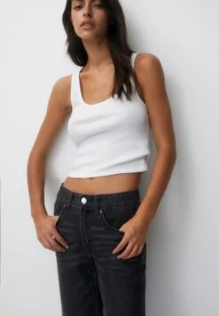 PULL & BEAR Mid Waist- Jeans A Sigaretta - Black -Pull & Bear 61743831d9254deb8bb1053ee3488155