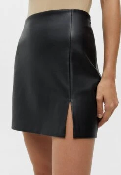 PULL & BEAR Faux Leather Wrap Skirt - Gonna A Campana - Mottled Black