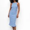 PULL & BEAR Striped Midi Abito In MagliaBlue Donna Vestiti PUC21C13I-K11 -Pull & Bear 64f88275836247928beedd6351060add