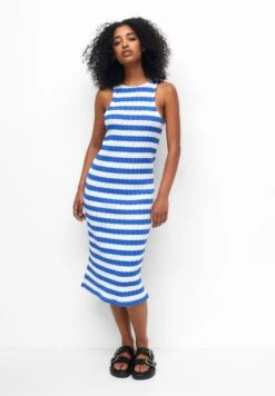 PULL & BEAR Striped Midi Abito In MagliaBlue Donna Vestiti PUC21C13I-K11