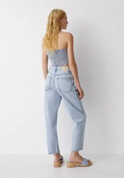 PULL & BEAR Mid-Waist Barrel- Jeans A Sigaretta - Light Blue Denim -Pull & Bear 6772a647421743239db228d5b48b0af7