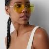 PULL & BEAR Aviator With LensesOcchiali Da SoleYellow Donna Occhiali Da Sole PUC51K01I-E11
