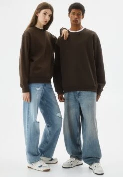 PULL & BEAR Basic Coloured Round NeckFelpaDark Brown Donna Felpe PUC21009K-O12