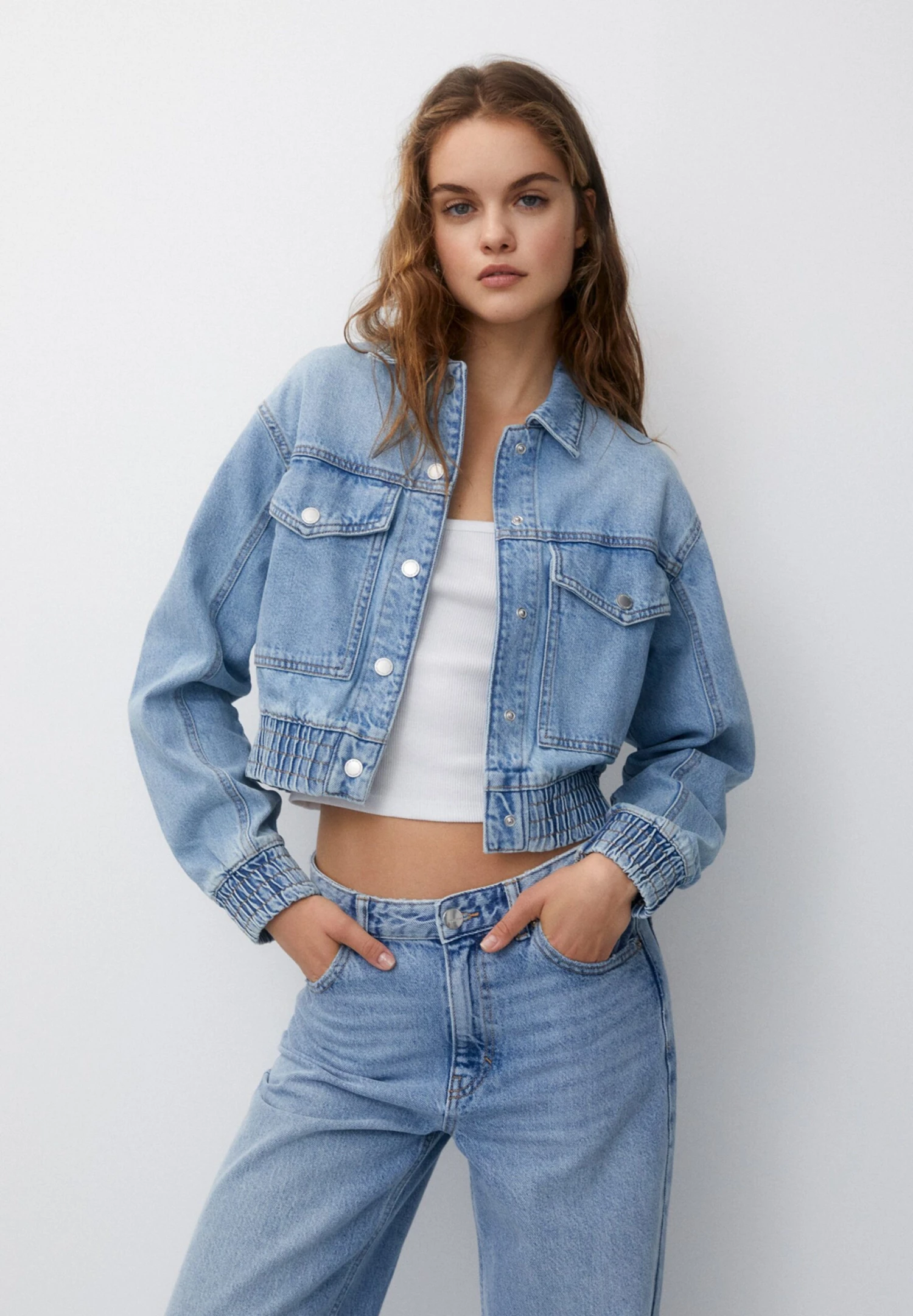 PULL & BEAR Giacca Di JeansLight Blue Denim Donna Giacche E Blazer PUC21G0IE-K11 3 PULL & BEAR Giacca Di JeansLight Blue Denim Donna Giacche E Blazer PUC21G0IE-K11