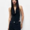 PULL & BEAR Draped Halter NecklineCamicettaBlack Donna Camicie E Bluse PUC21E109-Q11 -Pull & Bear 6fd3c75f8b6a455880d645a06ffa1a99
