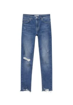 PULL & BEAR Mid Waist RippedJeans Skinny FitBlue Denim Donna Jeans PUC21N0KV-K12 -Pull & Bear 72c3f00d8ee3484fae69b10976769c1f