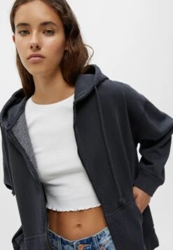 PULL & BEAR Felpa Con ZipMottled Dark Grey Donna Felpe PUC21J0Q4-C11 -Pull & Bear 75e70ed4d10c49bfbbd4f0cdba61d0ca