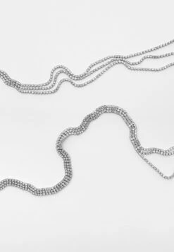 PULL & BEAR Rhinestone Tie - Collana - Silver Coloured -Pull & Bear 7690e457fe70491cb45297b7221141ed