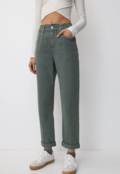 PULL & BEAR Paperbag - Jeans A Sigaretta - Green