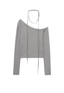 PULL & BEAR Asymmetric With Thin Scarf Maglietta A Manica LungaDark Grey Donna T-shirt E Top PUC21D2JY-C11 -Pull & Bear 7778e4f8486840fe8ec286eb057e526c