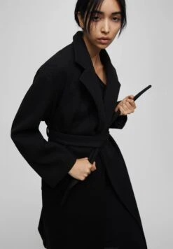 PULL & BEAR Belted Long Cappotto ClassicoMottled Black Donna Cappotti PUC21U0EC-Q11 -Pull & Bear 78a8b28389b04da9adf628751477fdd4