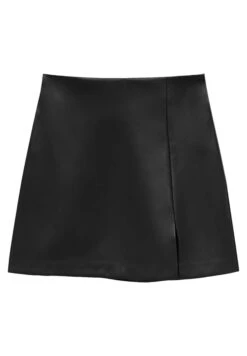 PULL & BEAR Faux Leather Wrap Skirt - Gonna A Campana - Mottled Black -Pull & Bear 79add3343d7c4821ae71e940c8fabc60