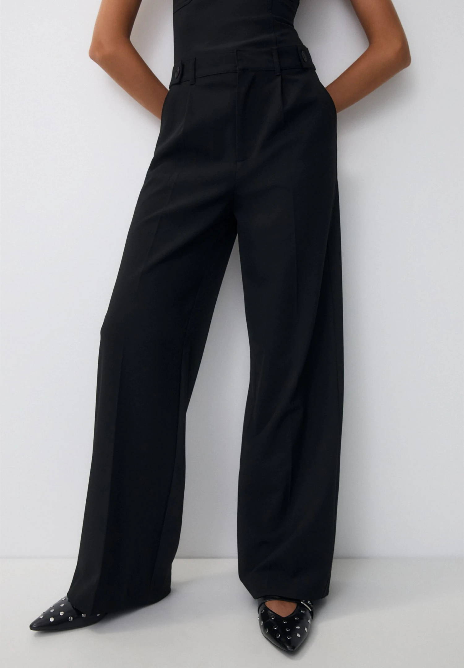 PULL & BEAR Smart With Buttons At The WaistPantaloniBlack Donna Pantaloni PUC21A0VL-Q11 3 PULL & BEAR Smart With Buttons At The WaistPantaloniBlack Donna Pantaloni PUC21A0VL-Q11