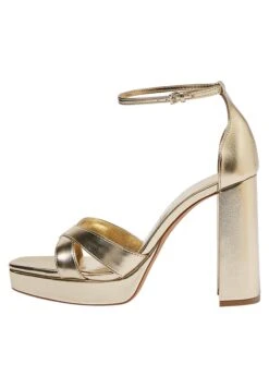 PULL & BEAR Criss-Cross - Sandali Con Plateau - Gold Coloured