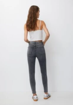 PULL & BEAR Super High Waisted - Jeans Skinny Fit - Dark Grey -Pull & Bear 80320a8a640f4ab4ae8a3043f7d6aa4a