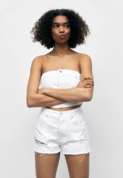 PULL & BEAR Mom-Fit - Shorts Di Jeans - White -Pull & Bear 80c843add4c445e691cd769948e10909