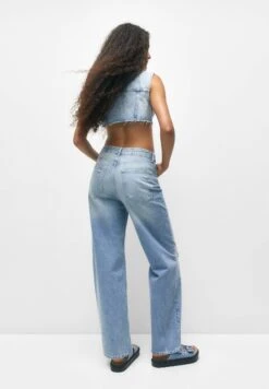 PULL & BEAR Ripped High RiseJeans A SigarettaBlue Denim Donna Jeans PUC21N0LF-K11 -Pull & Bear 84212953317346f0968c1250b7abb6fc