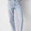 PULL & BEAR Mid-Waist Barrel- Jeans A Sigaretta - Light Blue Denim -Pull & Bear 86f1c3fe25d046a59df7352fad69d5b4