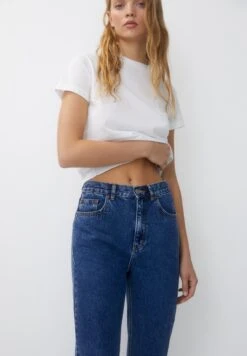 PULL & BEAR MomJeans Tapered FitDark Blue Denim Donna Jeans PUC21N0J6-K12 -Pull & Bear 89dce2cc5ddd4adb9cf928a3cac08a14