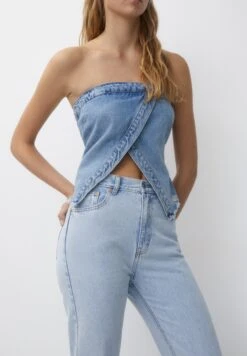 PULL & BEAR MomJeans Tapered FitStone Blue Denim Donna Jeans PUC21N0J6-K11 -Pull & Bear 8b17a81b2efe4264a5e376b10e7cb761