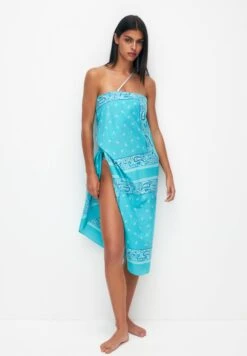 PULL & BEAR Printed Bandana-Style SarongAccessorio Da SpiaggiaBlue Donna Moda Mare PUC81H00E-K11