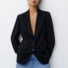 PULL & BEAR Basic Double-Breasted ButtonedBlazerBlack Donna Giacche E Blazer PUC21G0IH-Q11