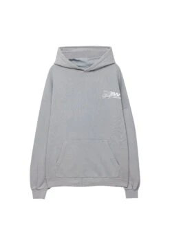 PULL & BEAR Slogan Print - Felpa Con Cappuccio - Grey -Pull & Bear 8d4aa24f5b18446f88f62942b4b99733