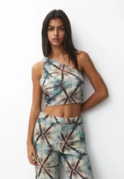 PULL & BEAR Asymmetric Rustic Printed CamicettaGreen Donna Camicie E Bluse PUC21E120-M11