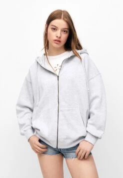 PULL & BEAR CroppedFelpa Con ZipGrey Donna Felpe PUC21J0ZU-C11