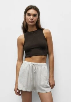 PULL & BEAR Flowing Rustic With Elasticated Waistband - Shorts - Sand