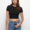 PULL & BEAR Basic Short SleeveT-Shirt BasicBlack Donna T-shirt E Top PUC21E0V6-Q11 -Pull & Bear 964b4ec65ba945cfba7f399577705e14