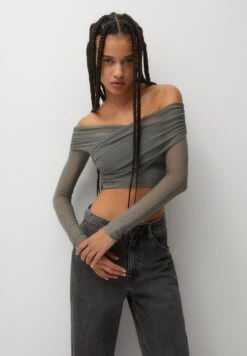 PULL & BEAR Long Sleeve SurpliceCamicettaLight Green Donna Camicie E Bluse PUC21E12M-M11