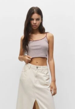 PULL & BEAR Striped CropTopRed Donna T-shirt E Top PUC21D2HM-G11