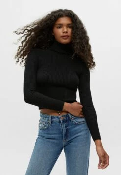 PULL & BEAR Basic Ribbed High Neck SweaterMaglioneBlack Donna Maglieria PUC21I0C7-Q11