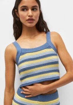 PULL & BEAR Striped Crochet CropTopBlue Donna T-shirt E Top PUC21E116-K11