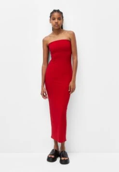 PULL & BEAR Long Strapless - Abito Da Sera - Red