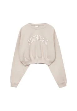 PULL & BEAR Cropped Varsity FelpaSand Donna Felpe PUC21J122-B11 -Pull & Bear a27ef8465205474e8c0618a87ed5aef3