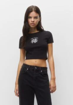 PULL & BEAR Slim Fit With GraphicT-Shirt Con StampaBlack Donna T-shirt E Top PUC21D2HA-Q11