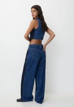 PULL & BEAR Contrast Mid-Rise Wide-LegJeans A SigarettaDark Blue Donna Jeans PUC21A0VJ-K11 -Pull & Bear a885e8111a2e46b2862d5d315bd07999