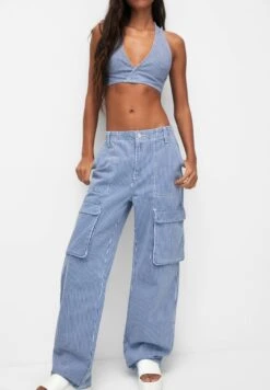 PULL & BEAR Striped Pantaloni CargoBlue Donna Pantaloni PUC21A0U2-K11