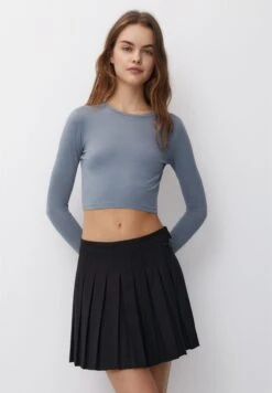 PULL & BEAR CroppedMaglietta A Manica LungaBlue Grey Donna T-shirt E Top PUC21D2KA-K11