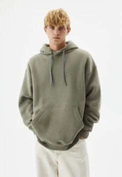 PULL & BEAR Basic ColouredFelpa Con CappuccioKhaki Donna Felpe PUC21009J-N11