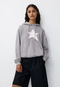 PULL & BEAR Star PatchFelpa Con CappuccioLight Grey Donna Felpe PUC21J11H-C11