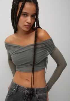 PULL & BEAR Long Sleeve SurpliceCamicettaLight Green Donna Camicie E Bluse PUC21E12M-M11 -Pull & Bear b8d3d28fab8743268c640691b0a1ceec